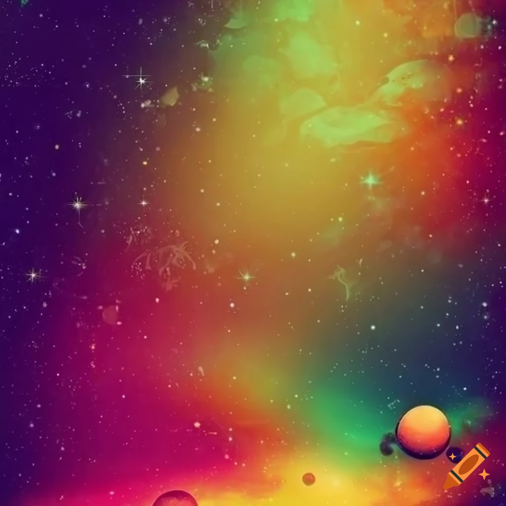 retro-style background with stars and planets
