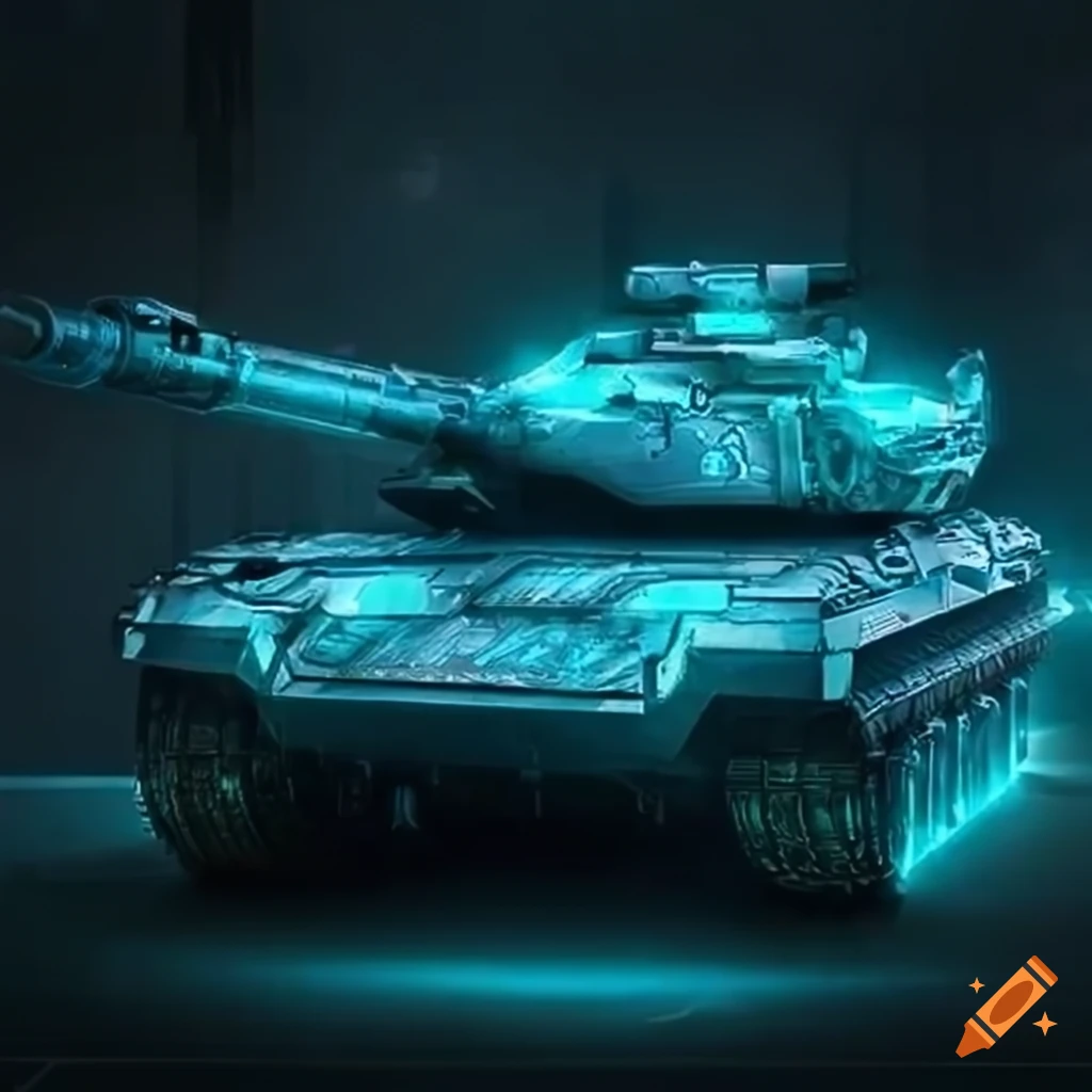 Artwork of a futuristic battle tank with energy shield on Craiyon