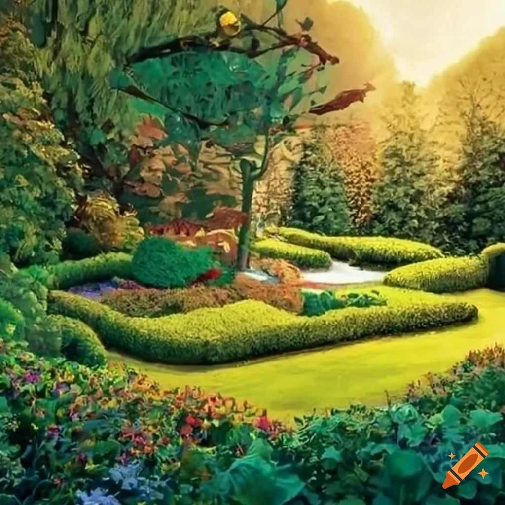dreamy garden scene