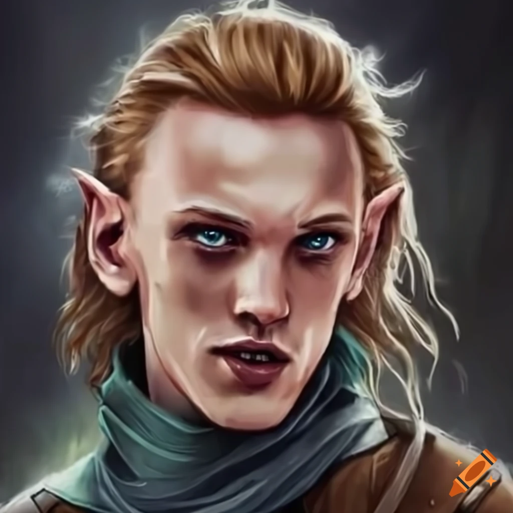 Portrait of jamie campbell bower as a half-elf rogue on Craiyon