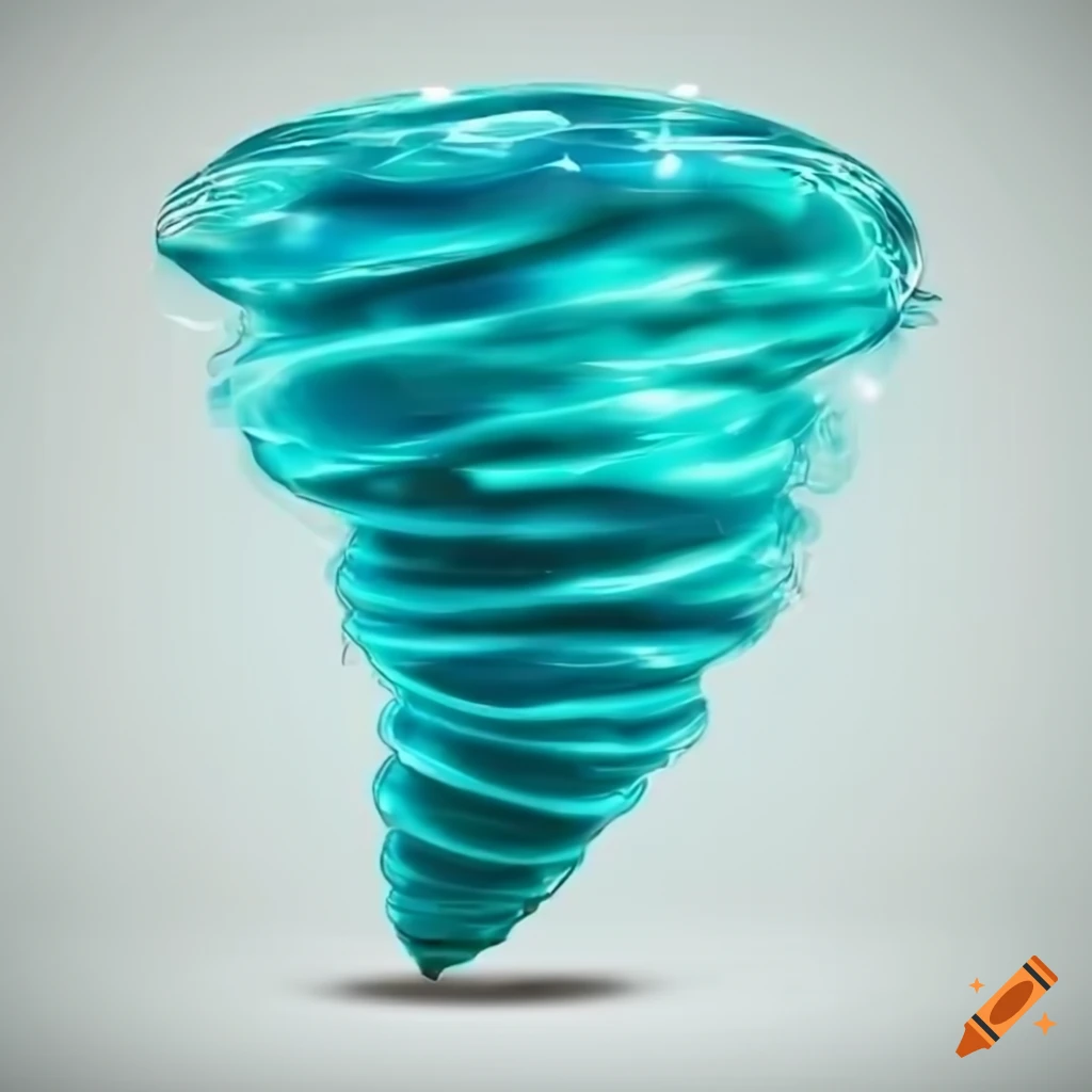 cartoon rendering of a sparkling turquoise tornado