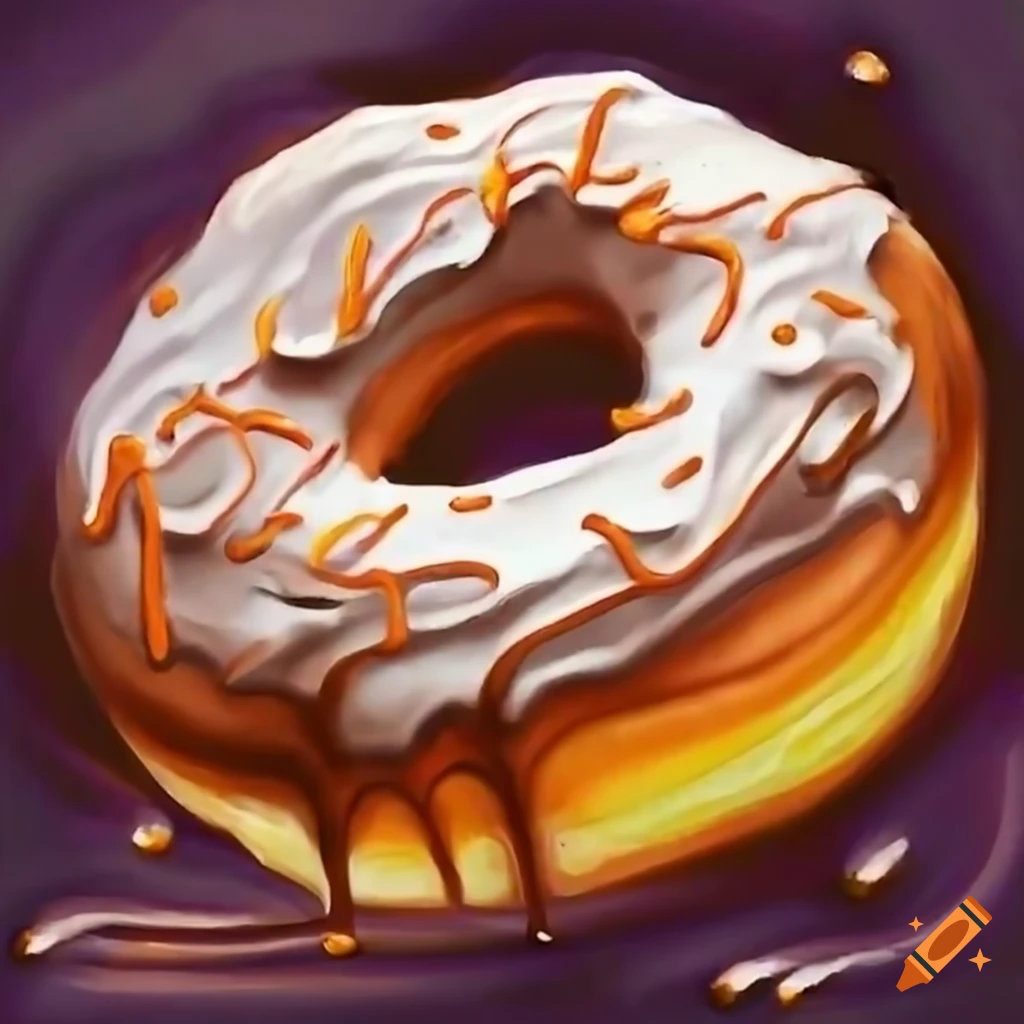delicious pumpkin spice donut with orange syrup drizzle