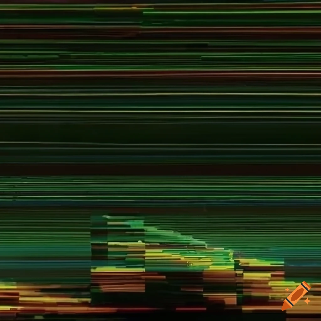 double exposure of oni with glitchy grunge textures in the background