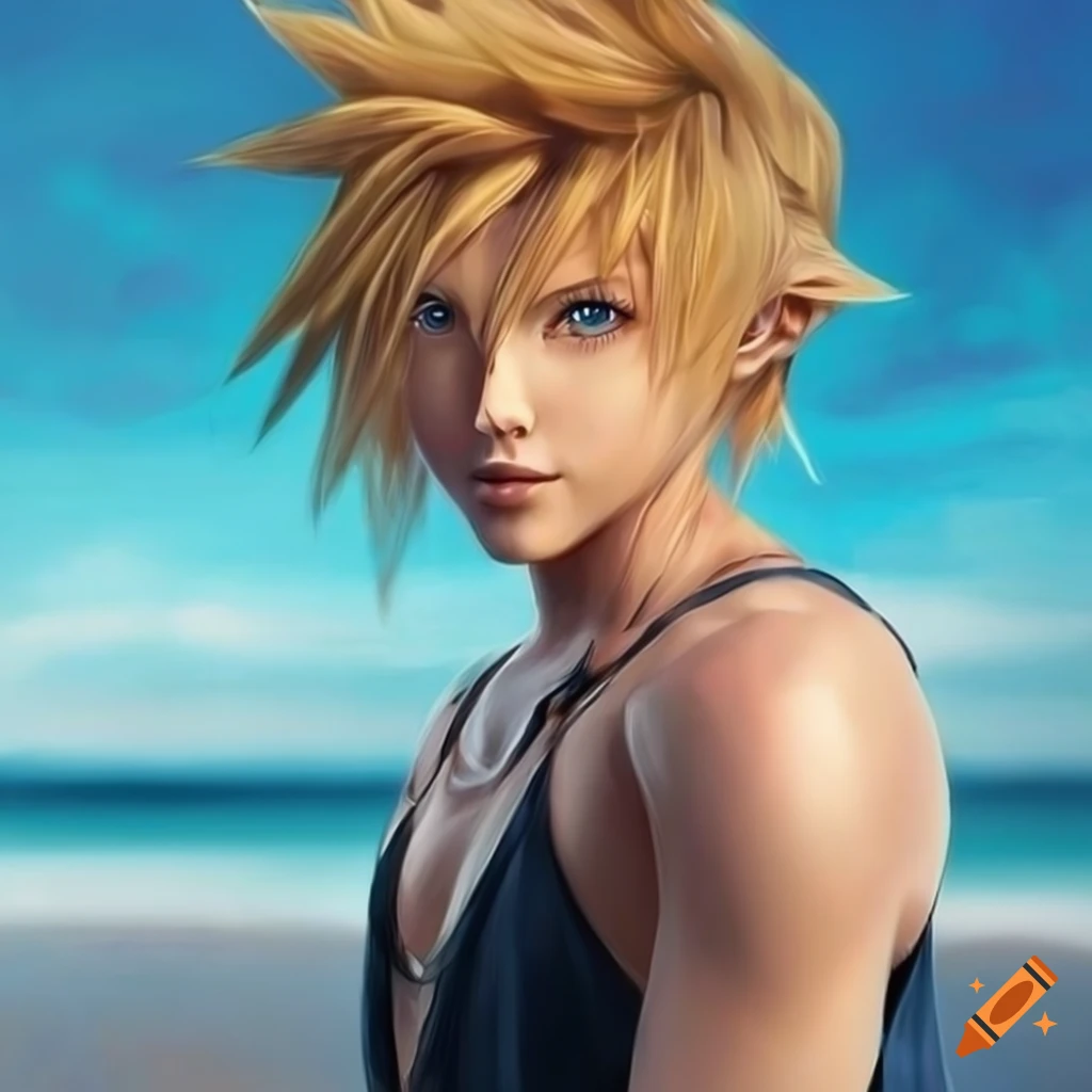 Realistic depiction of cloud strife in a summer dress