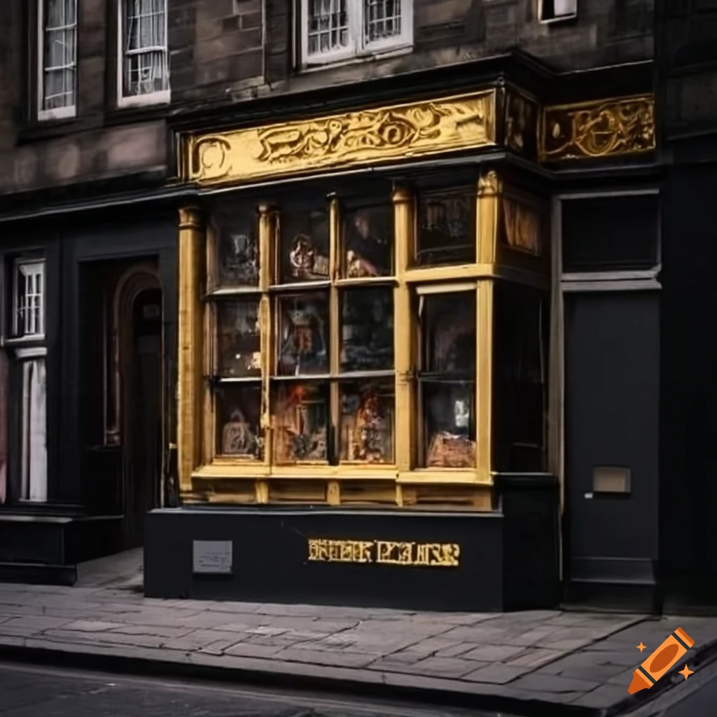 esoteric bazaar storefront with gold lettering