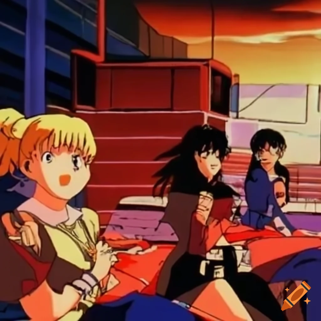 a chariot in tokyo, 1990s anime, full color, | Stable Diffusion