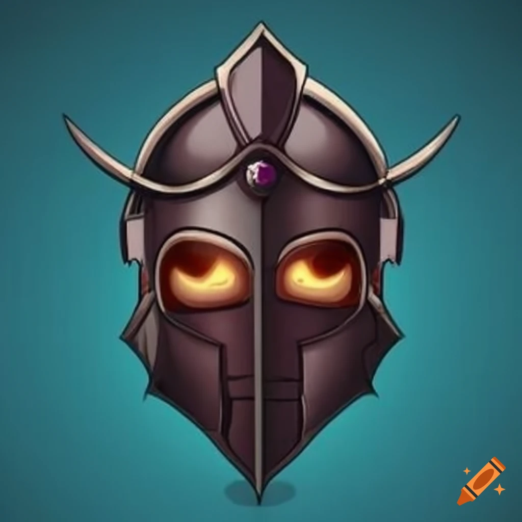 helmet of an evil knight in a fantasy world