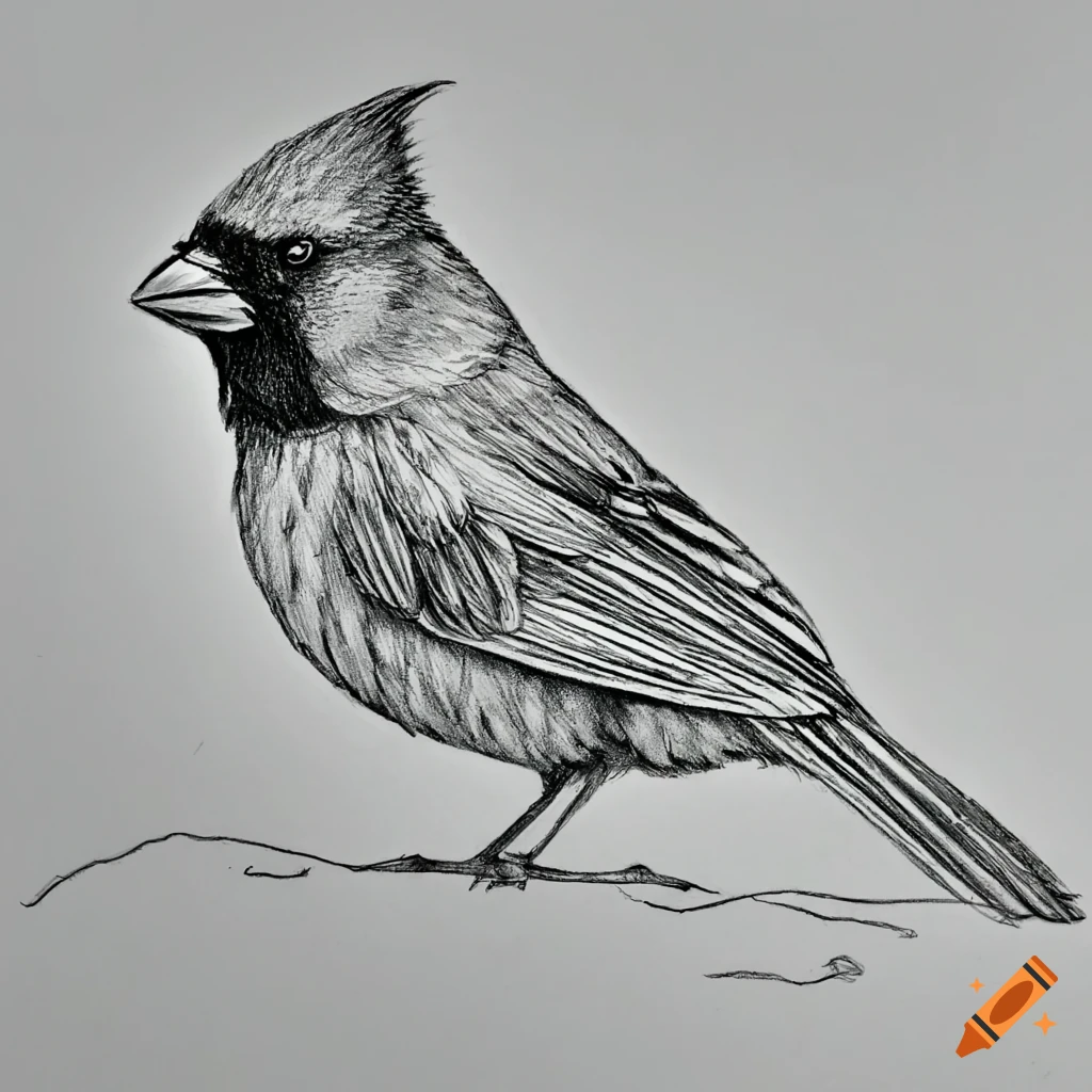 Line drawing of a cardinal on Craiyon
