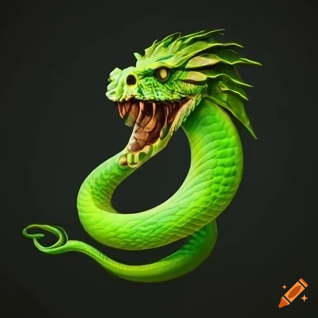 green snake with a dragon head