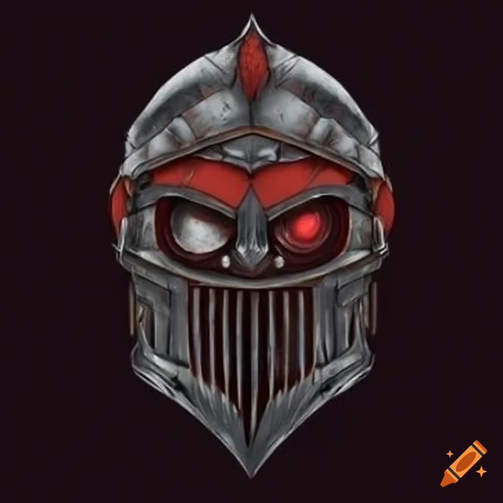 sinister knight helmet in a fantasy setting