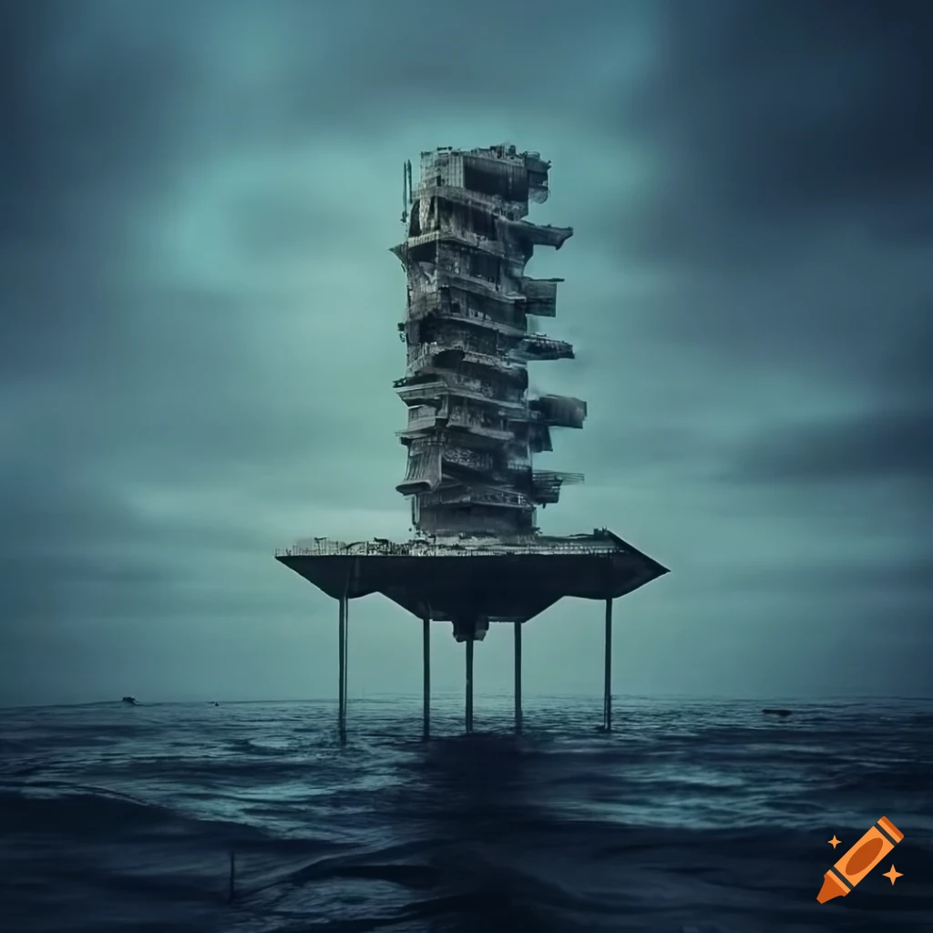 image of an abandoned floating skyscraper