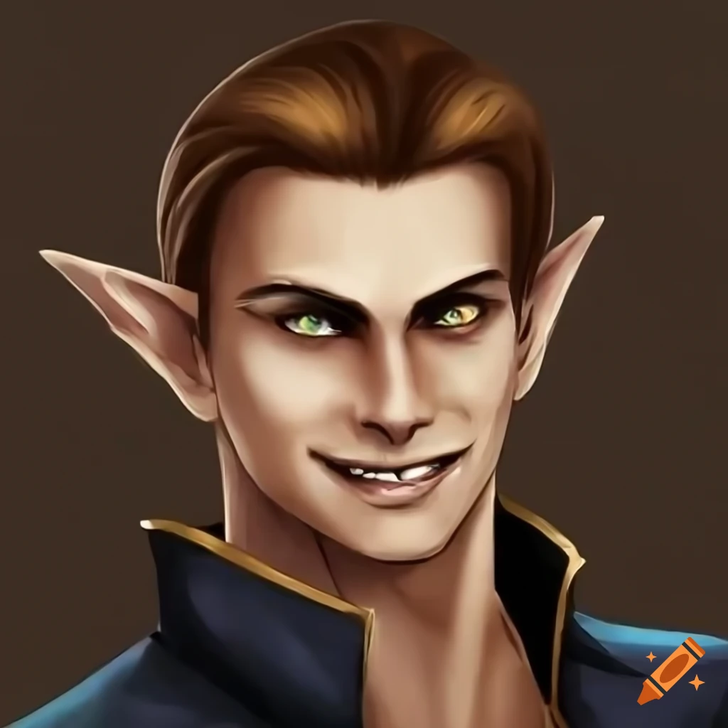 Artistic portrayal of a male vampire with piercing grey eyes on Craiyon