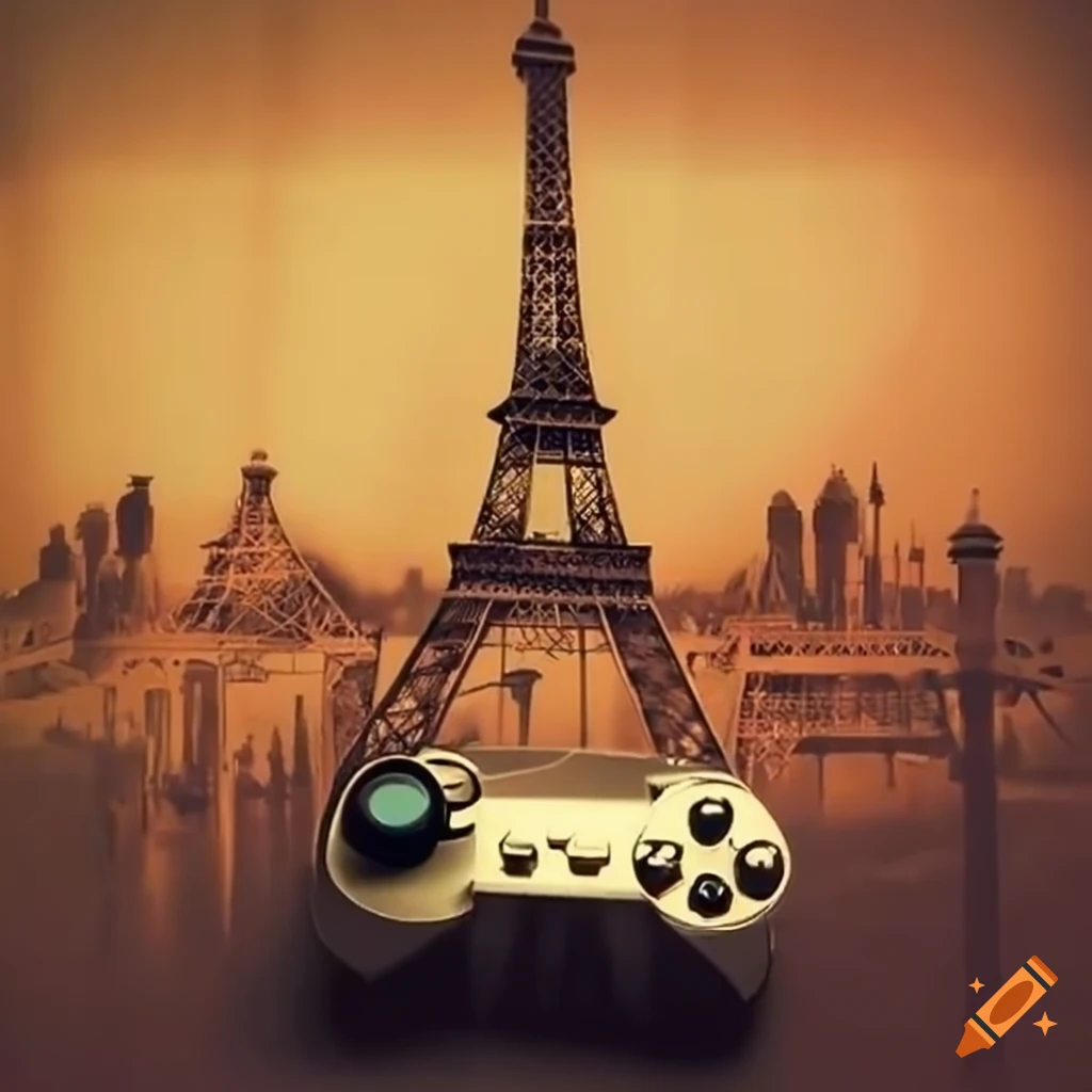 gaming controller with the eiffel tower in the background
