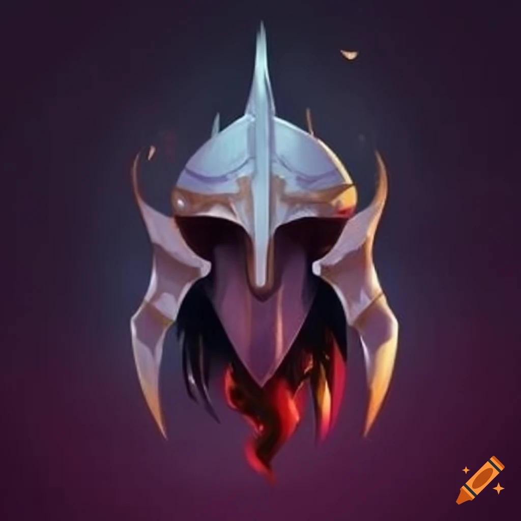 evil knight helmet in a fantasy setting
