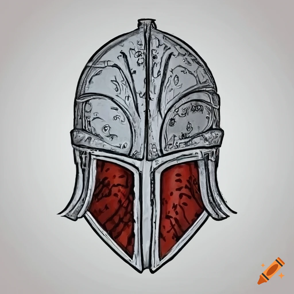Hand drawn fantasy knight helmet