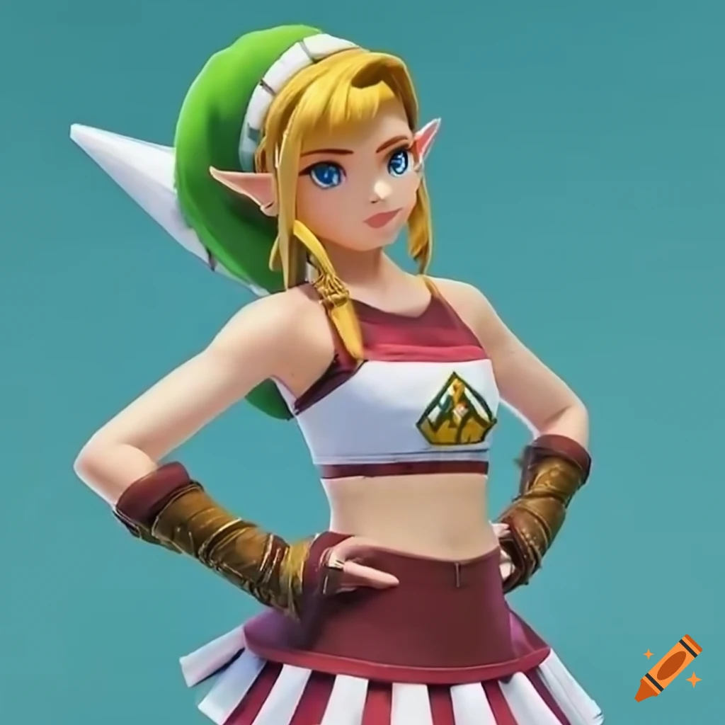 Cosplay of link from legend of zelda as a cheerleader on Craiyon