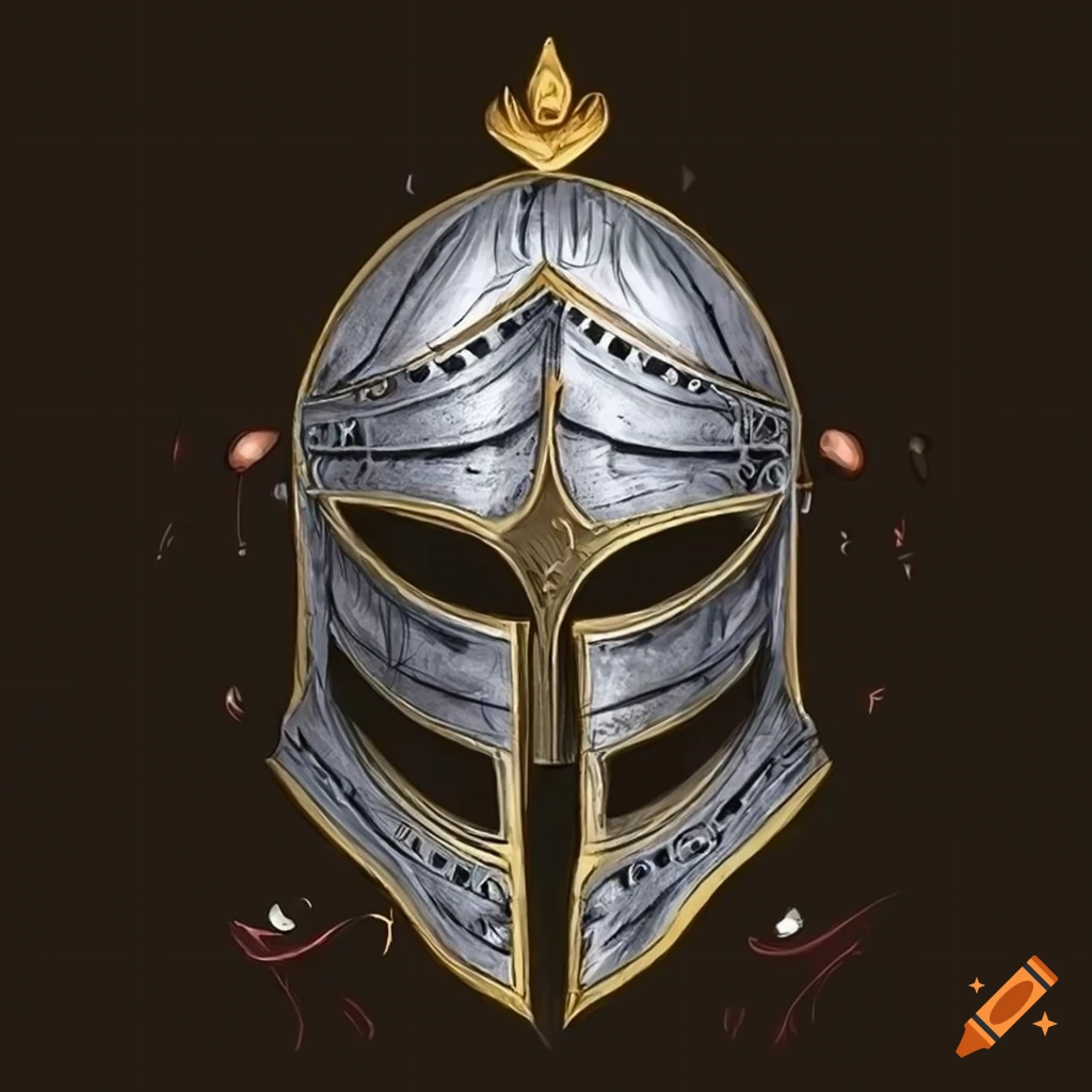 Handdrawn fantasy knight helmet on Craiyon