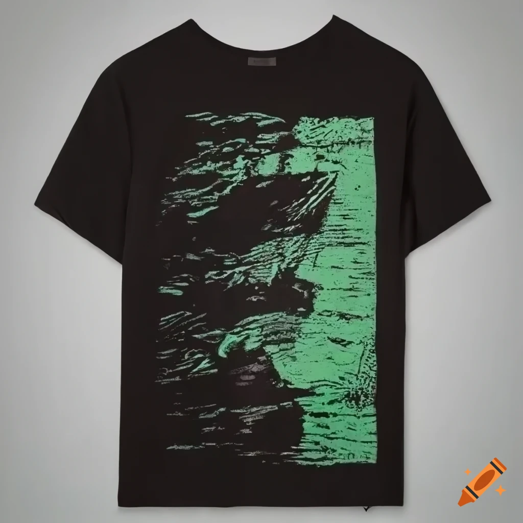 Raf simons woodblock print tshirt on Craiyon