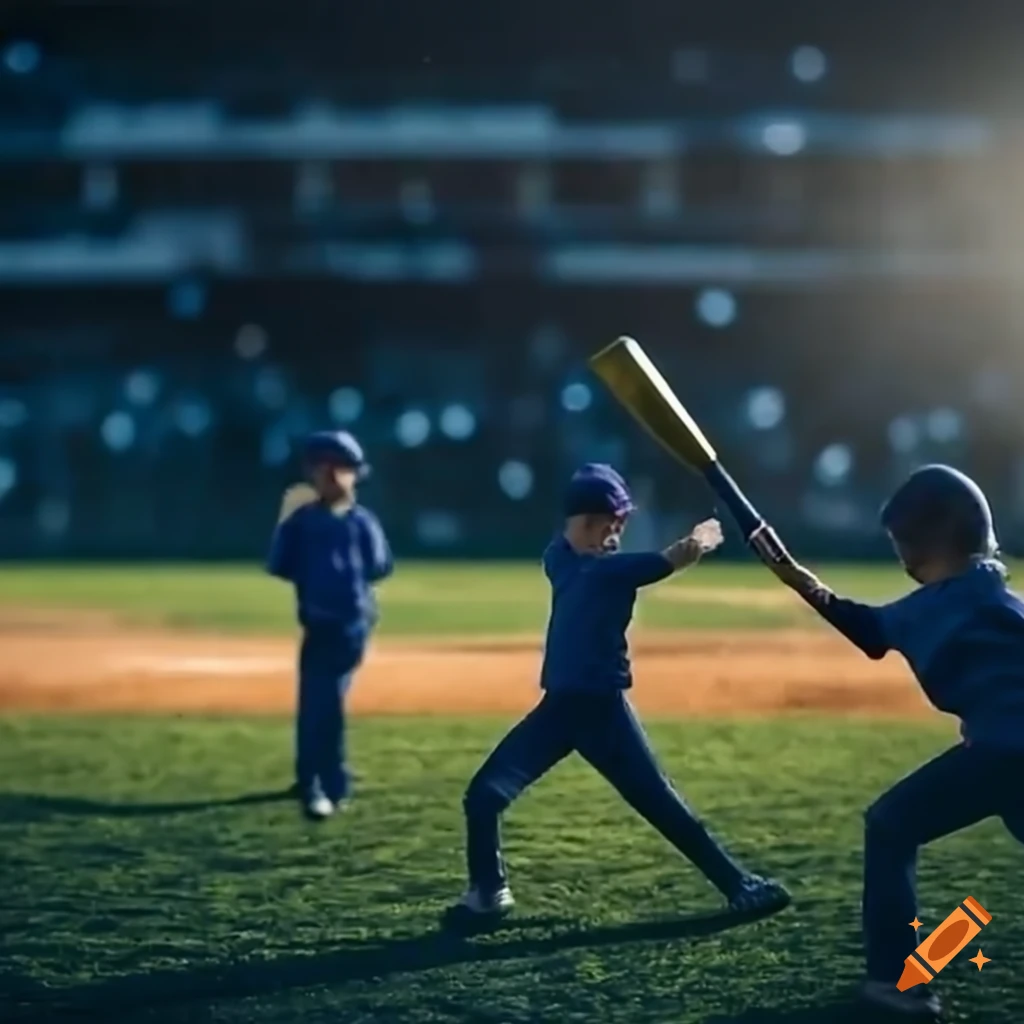 Young baseball players having fun on the field on Craiyon