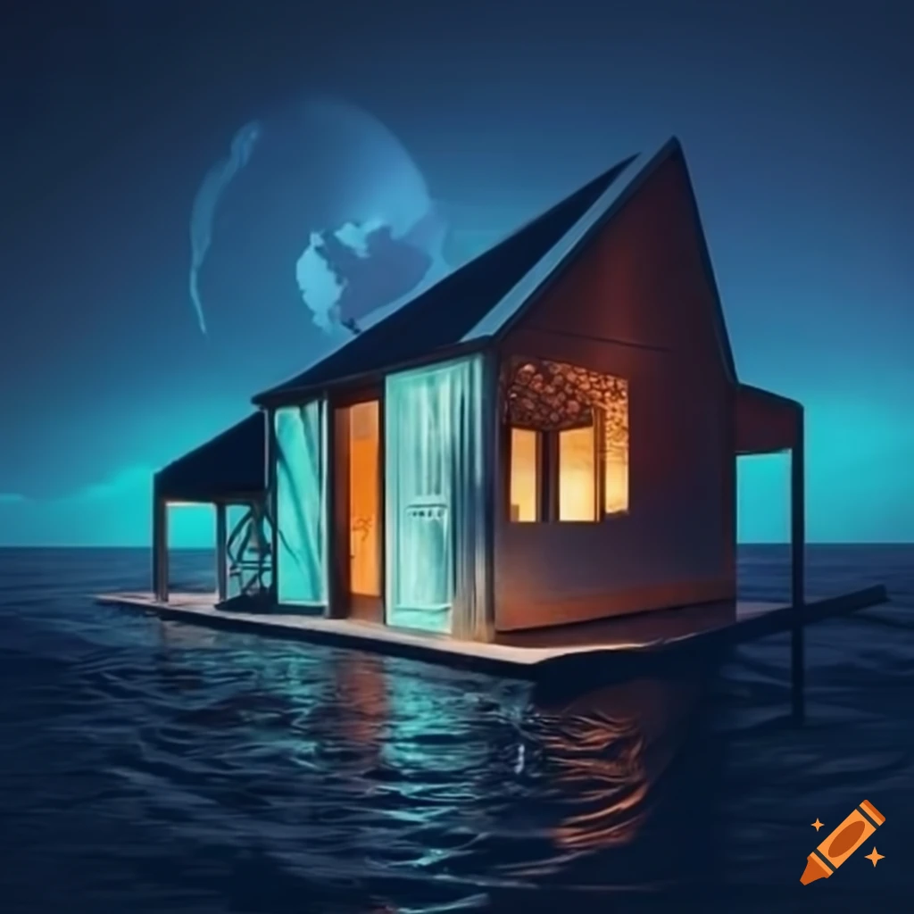 Modern house with clean lines and large windows on Craiyon