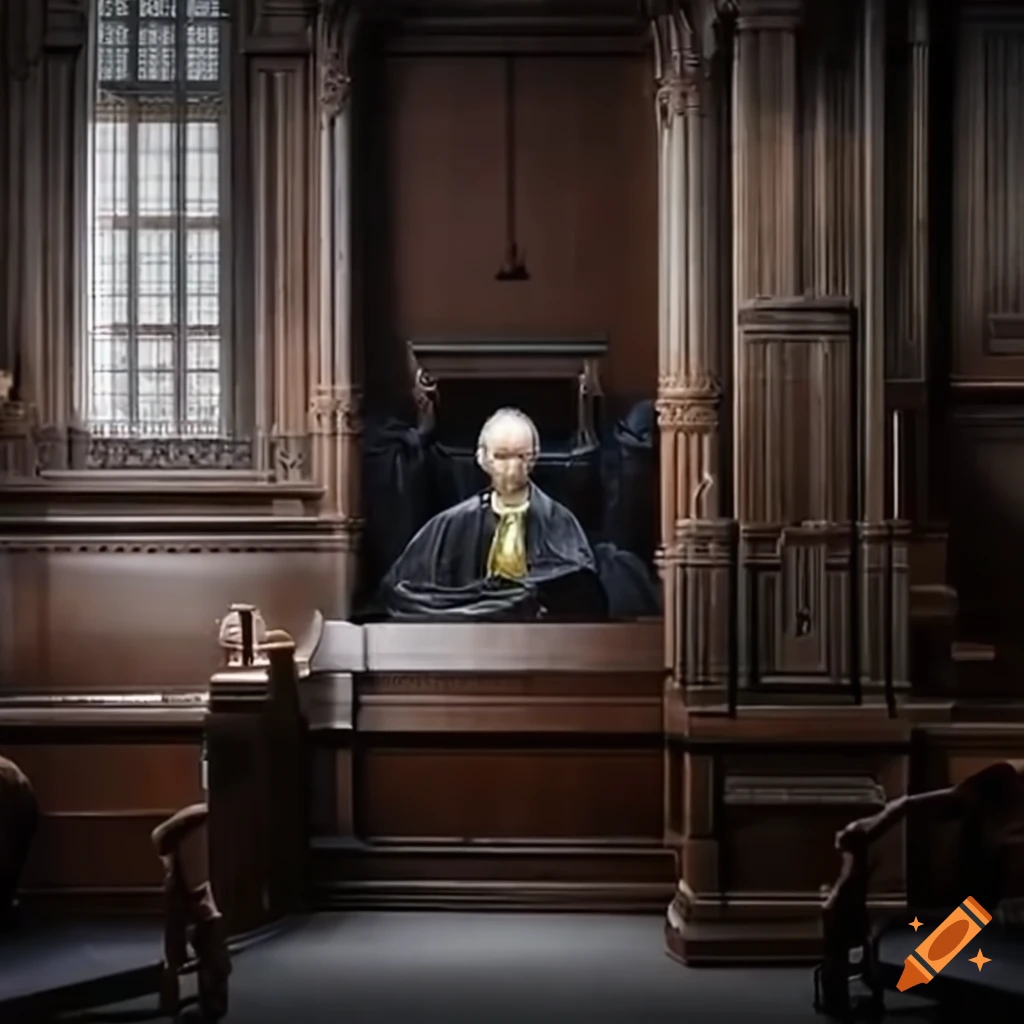 Representation of artificial intelligence in a court trial on Craiyon