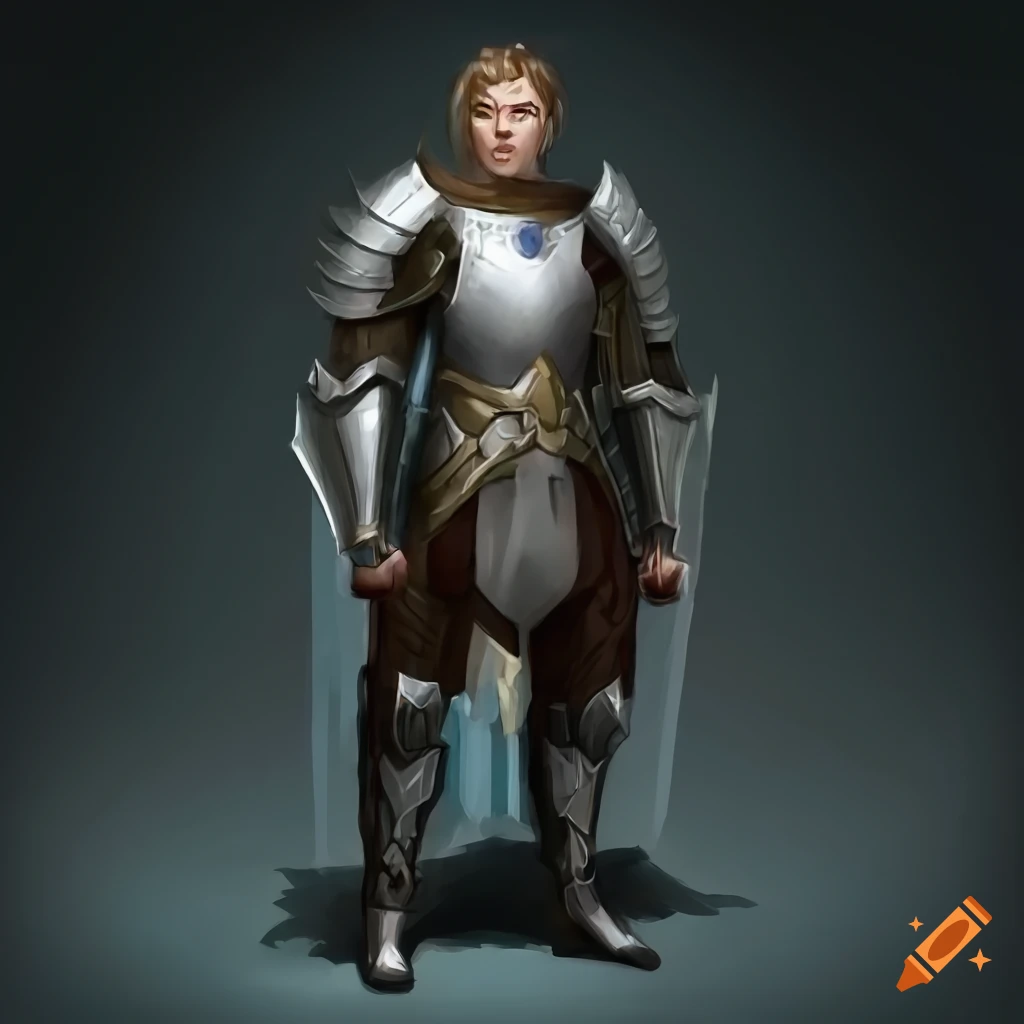 Realistic image of a male character in full suit of armor on Craiyon