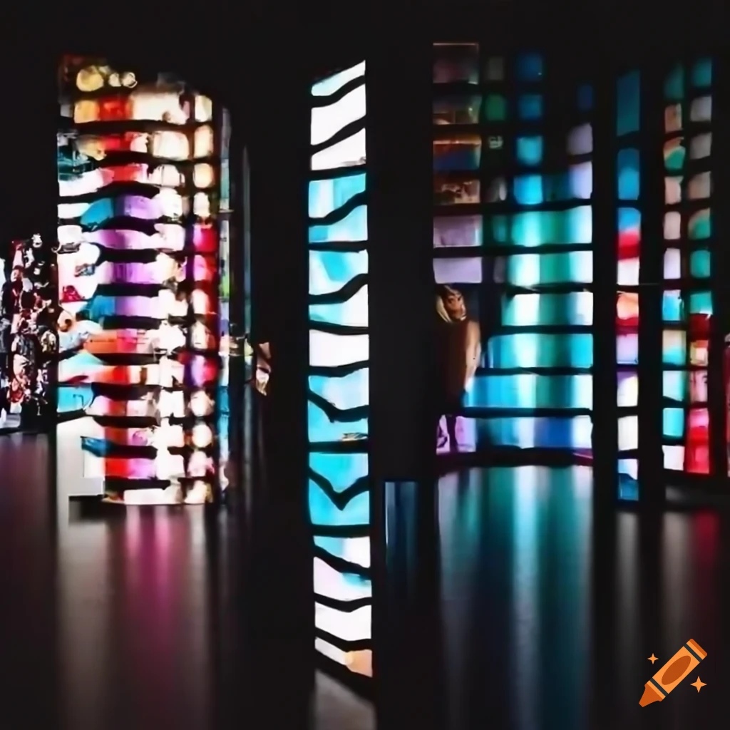 artistic installation with overlapping TV screens displaying dreams