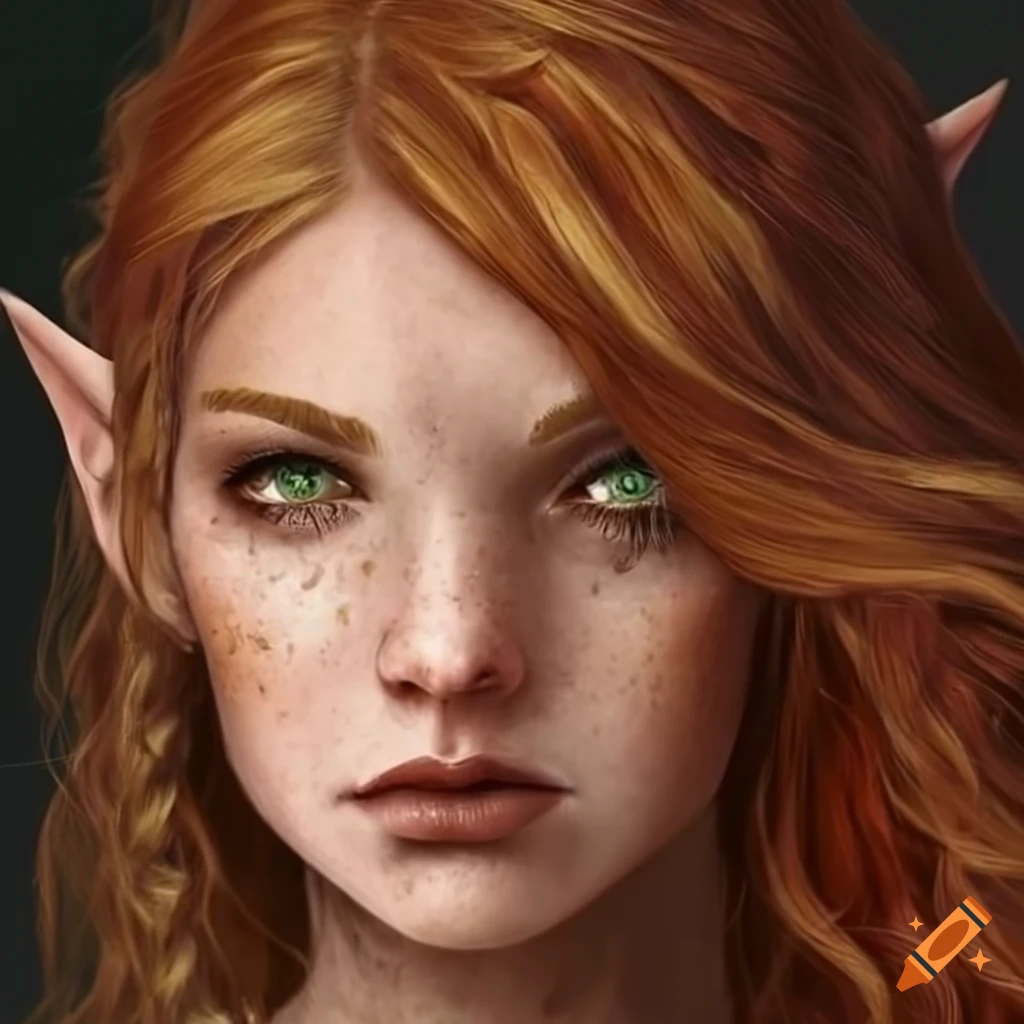 Portrait Of An Auburn Haired Elven Woman With Green Eyes On Craiyon 0925