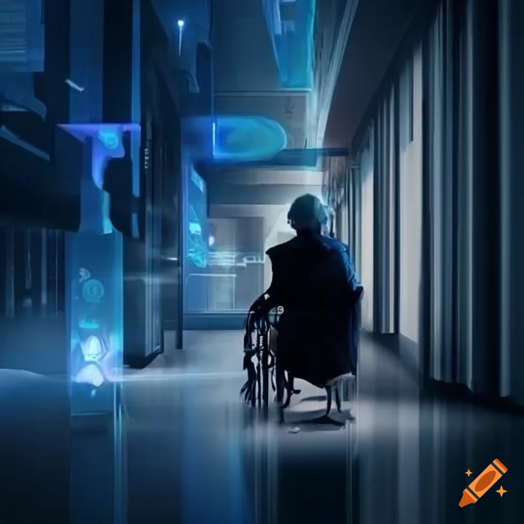 futuristic illustration of advanced elderly care