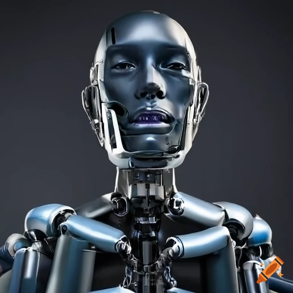 artistic depiction of a robot with humanoid features