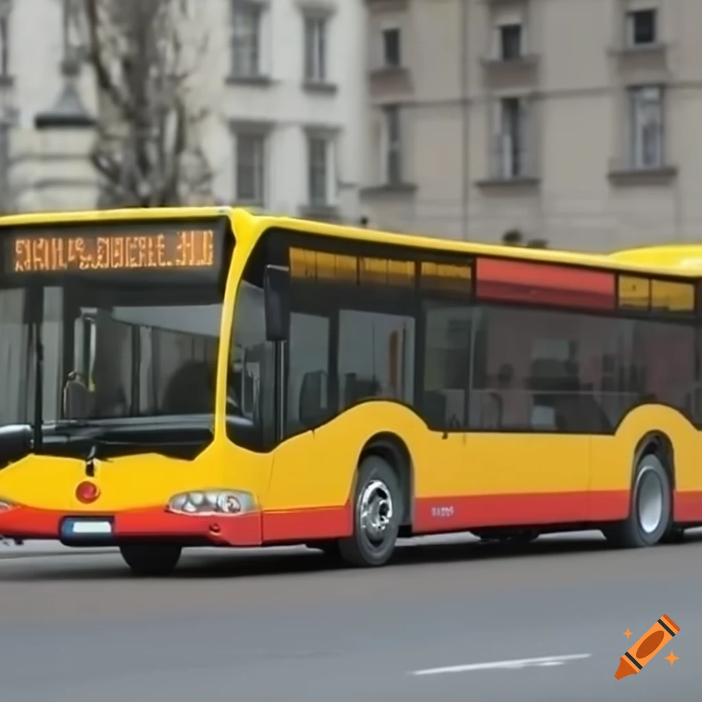 yellow and red Mercedes Citaro in Warsaw