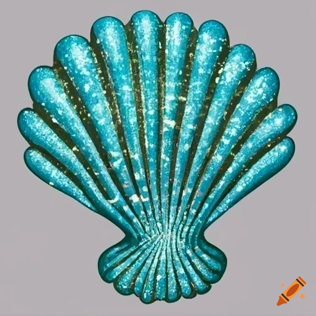 cartoon turquoise seashell on white background