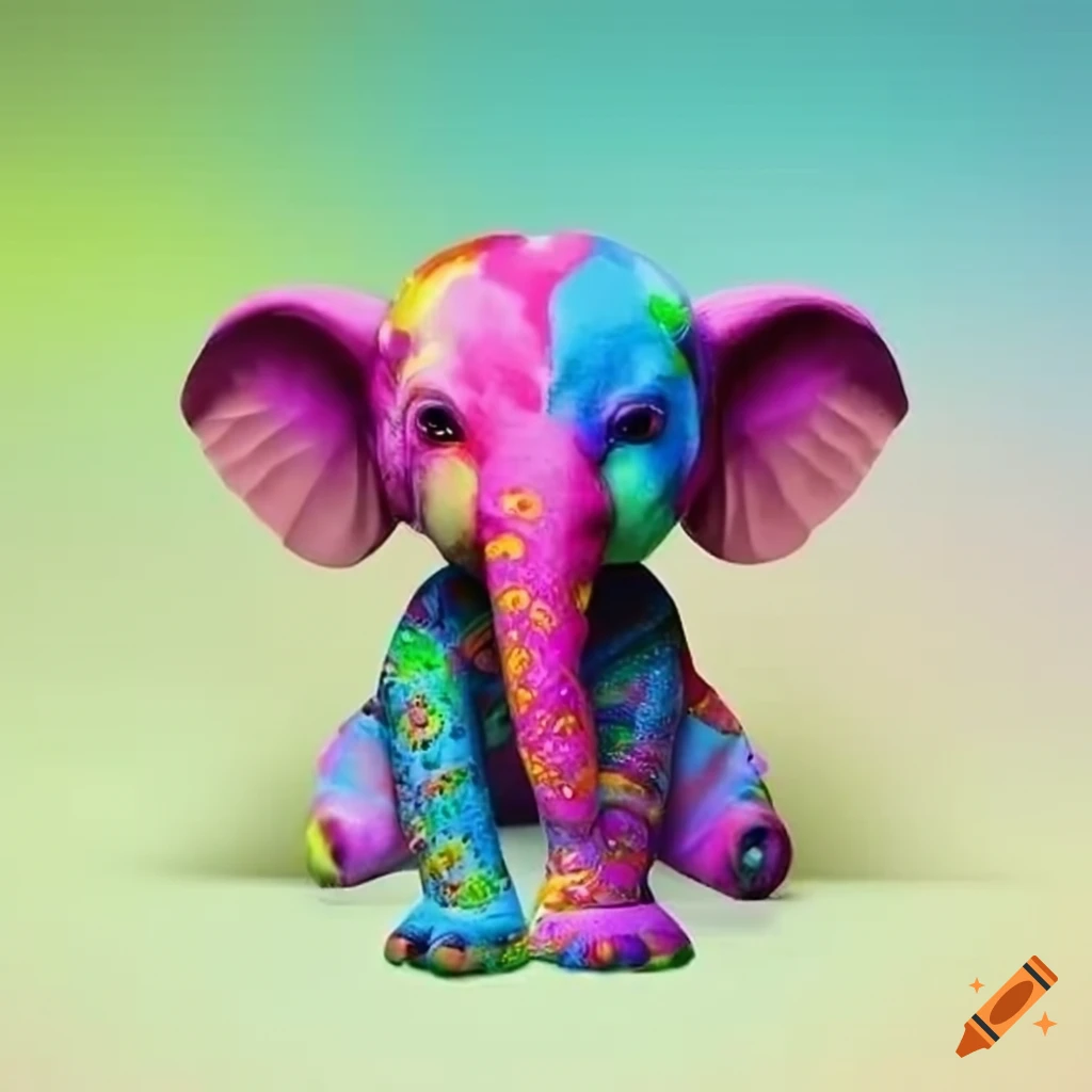 Colorful image of an elephant with a rainbow pattern on Craiyon