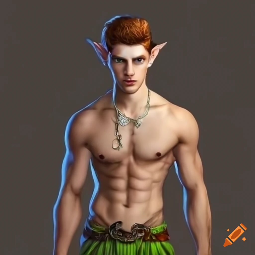 Elf working out and building muscle on Craiyon