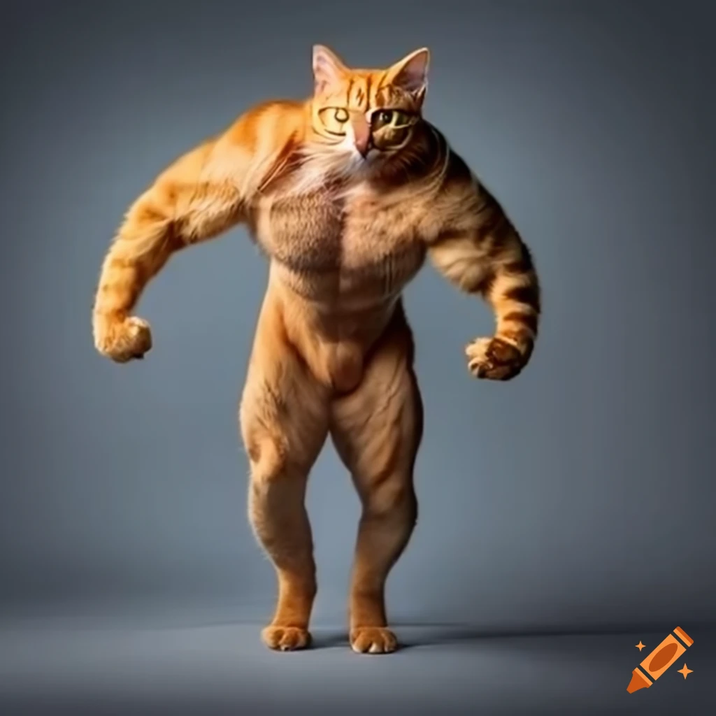 Funny cat flexing and posing