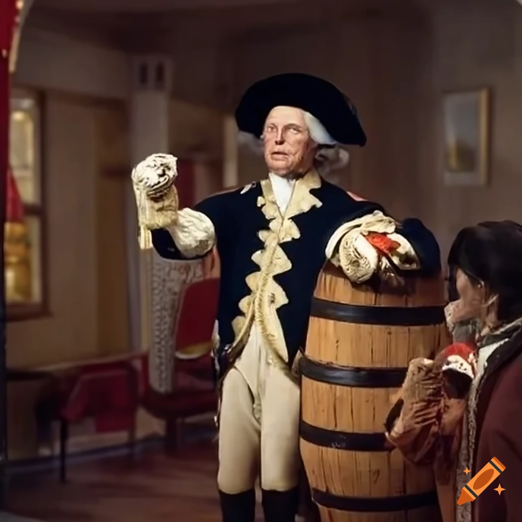 George washington at cracker barrel enjoying mac and cheese on craiyon