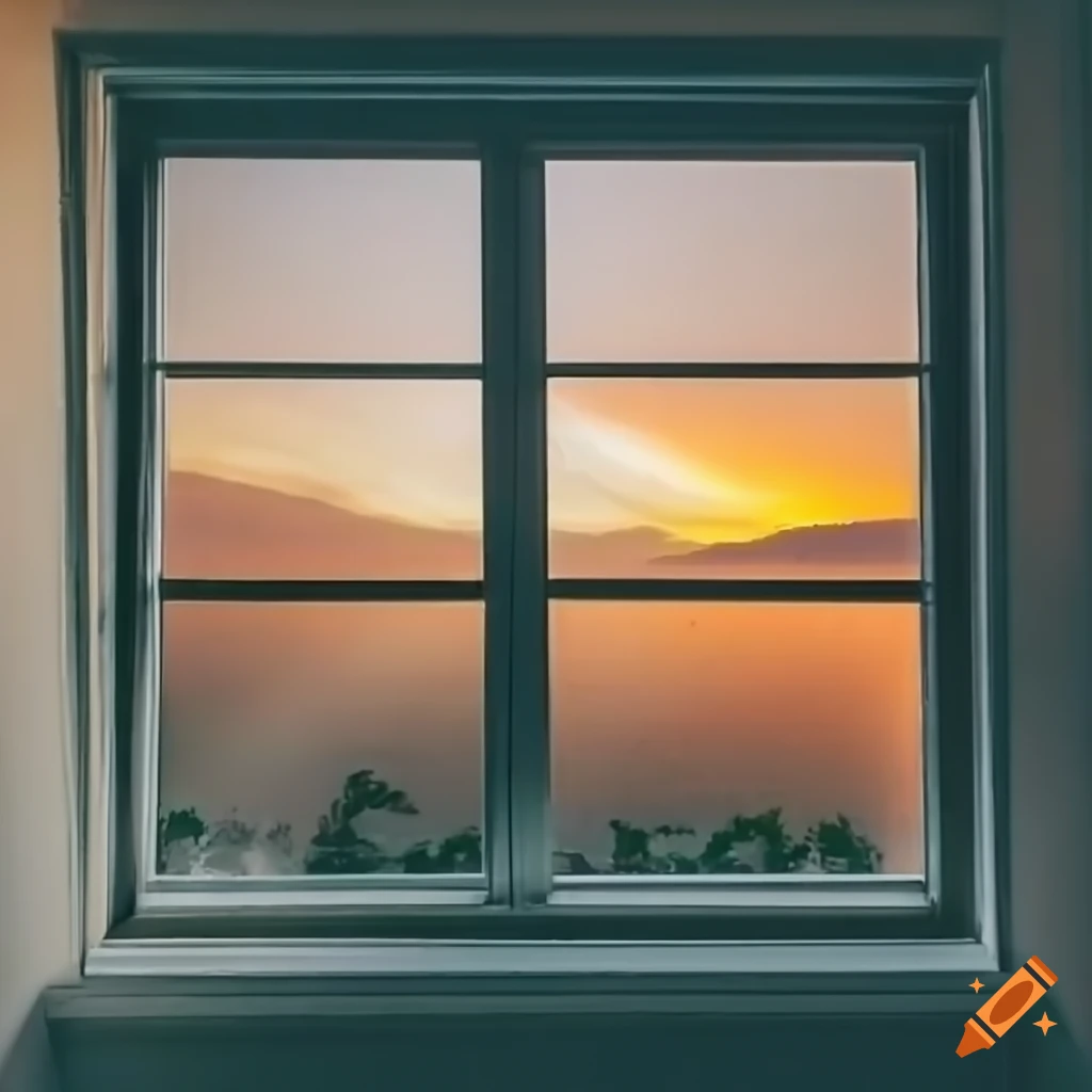 Sunny window view with a windowsill on Craiyon