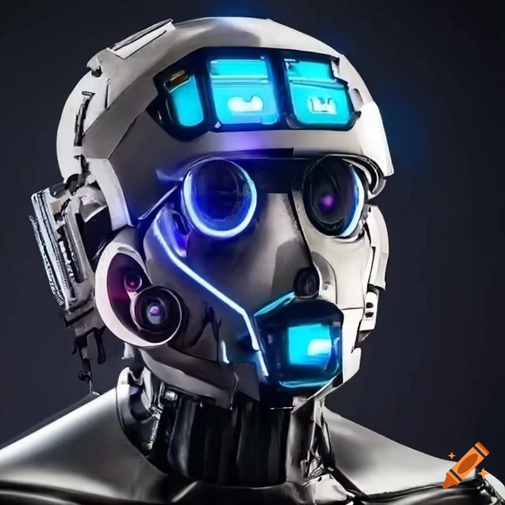 cyberpunk robot helmet