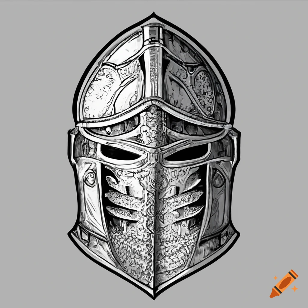 Hand drawn fantasy knight helmet on Craiyon