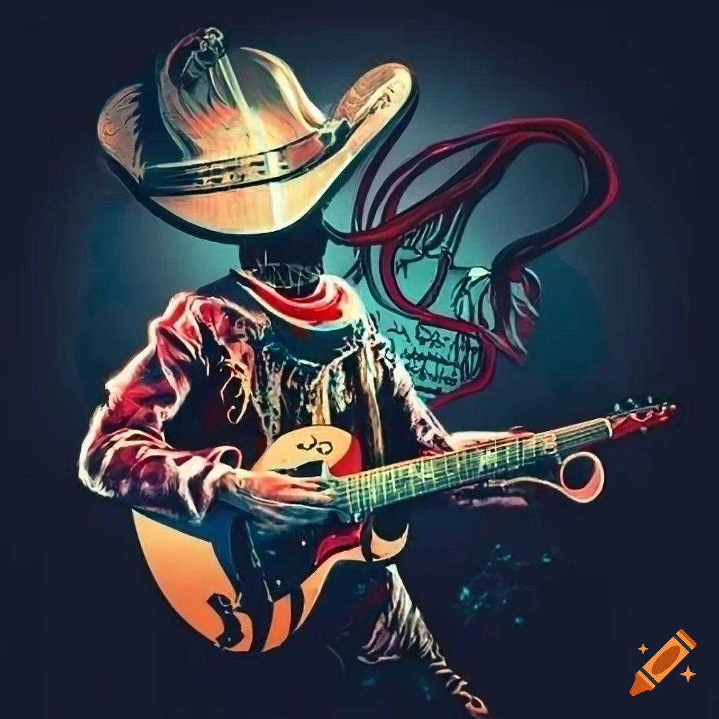 Old rock themed band logo with guitars