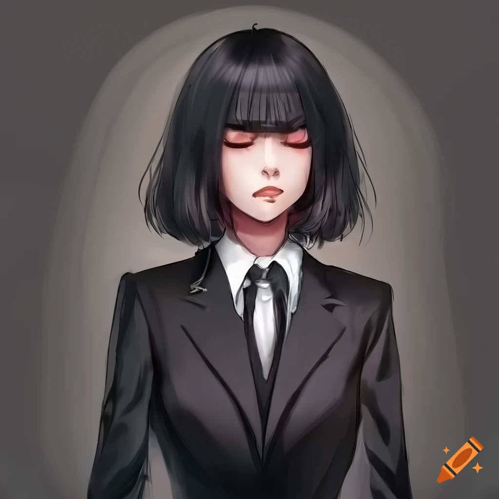 Digital Art Of A Woman In Black Business Suit With Closed Eyes On Craiyon 9664