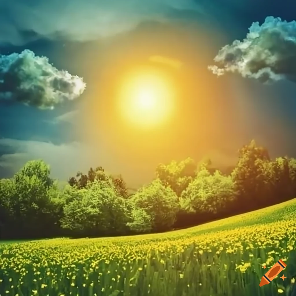 Vibrant roblox gfx with green grass landscape and blue sky