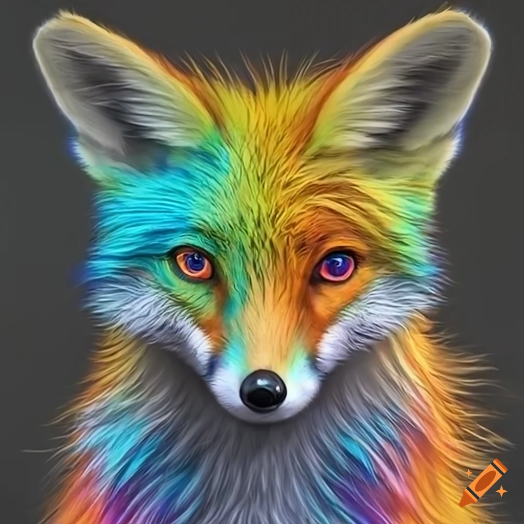 rainbow fox face artwork