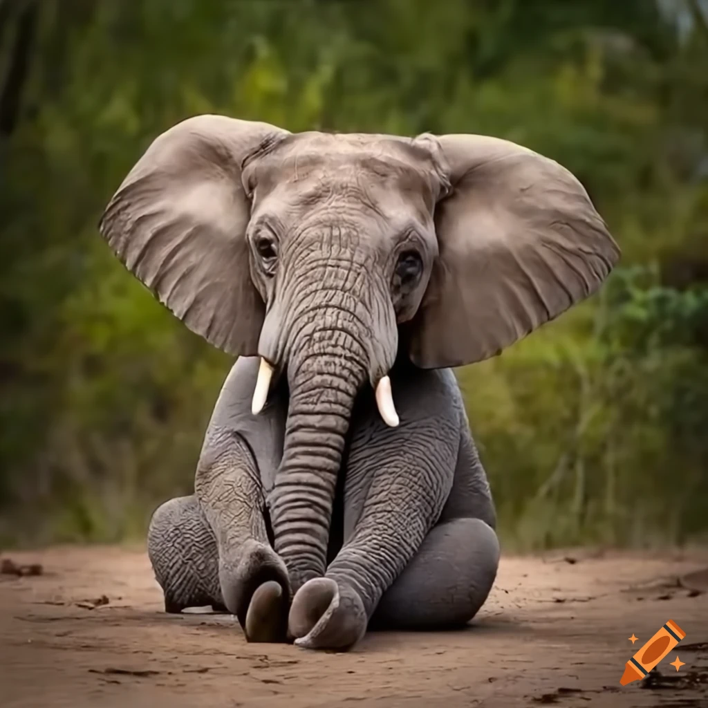 African elephant sitting on Craiyon