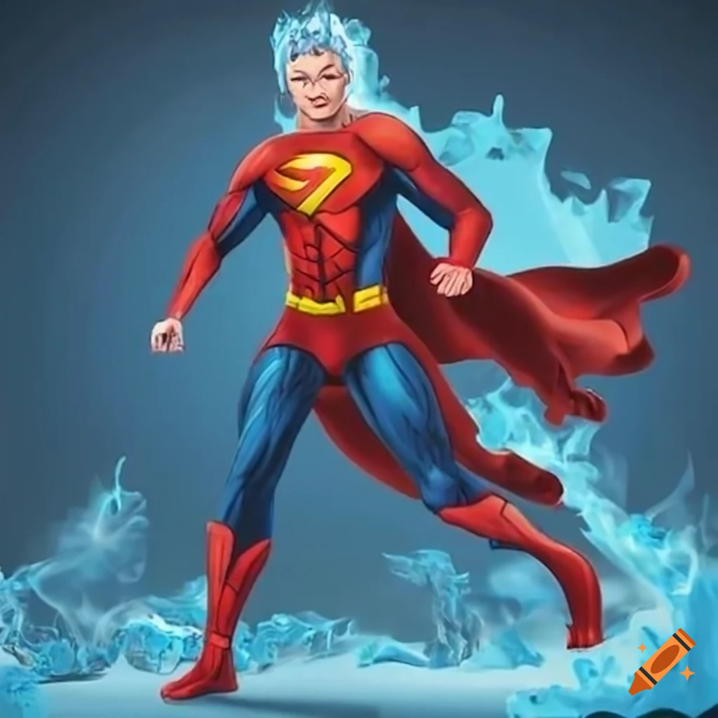 Image Of A Superhero With Fire And Ice Powers