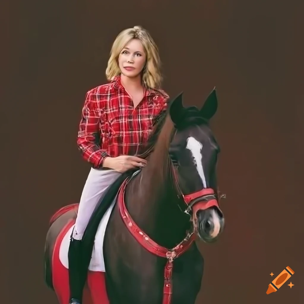 close-up photograph of Christina Applegate riding horse