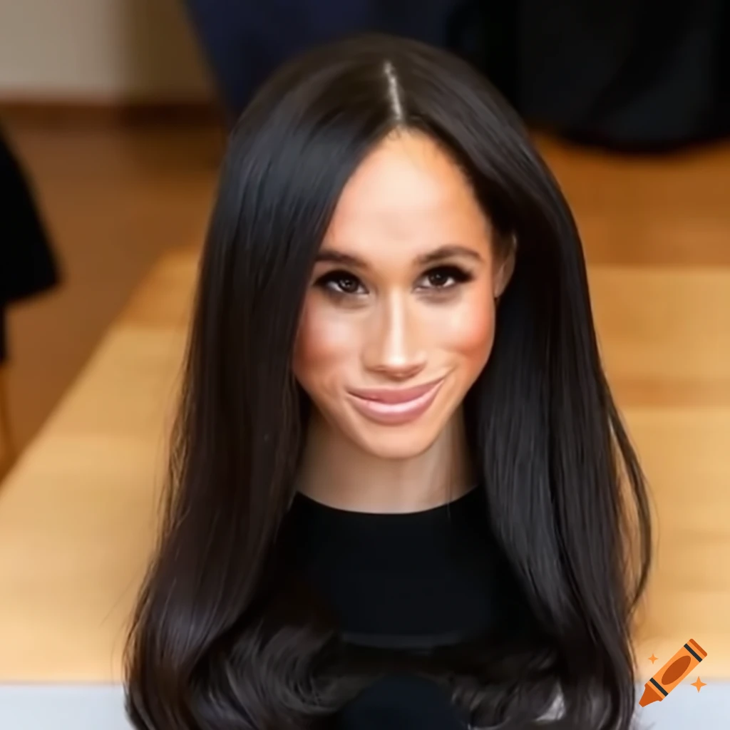 styling head of Meghan Markle with long hair spread on a table