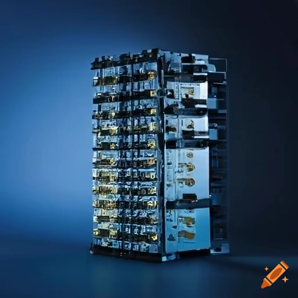 Lithium battery rack in an industrial setting on Craiyon