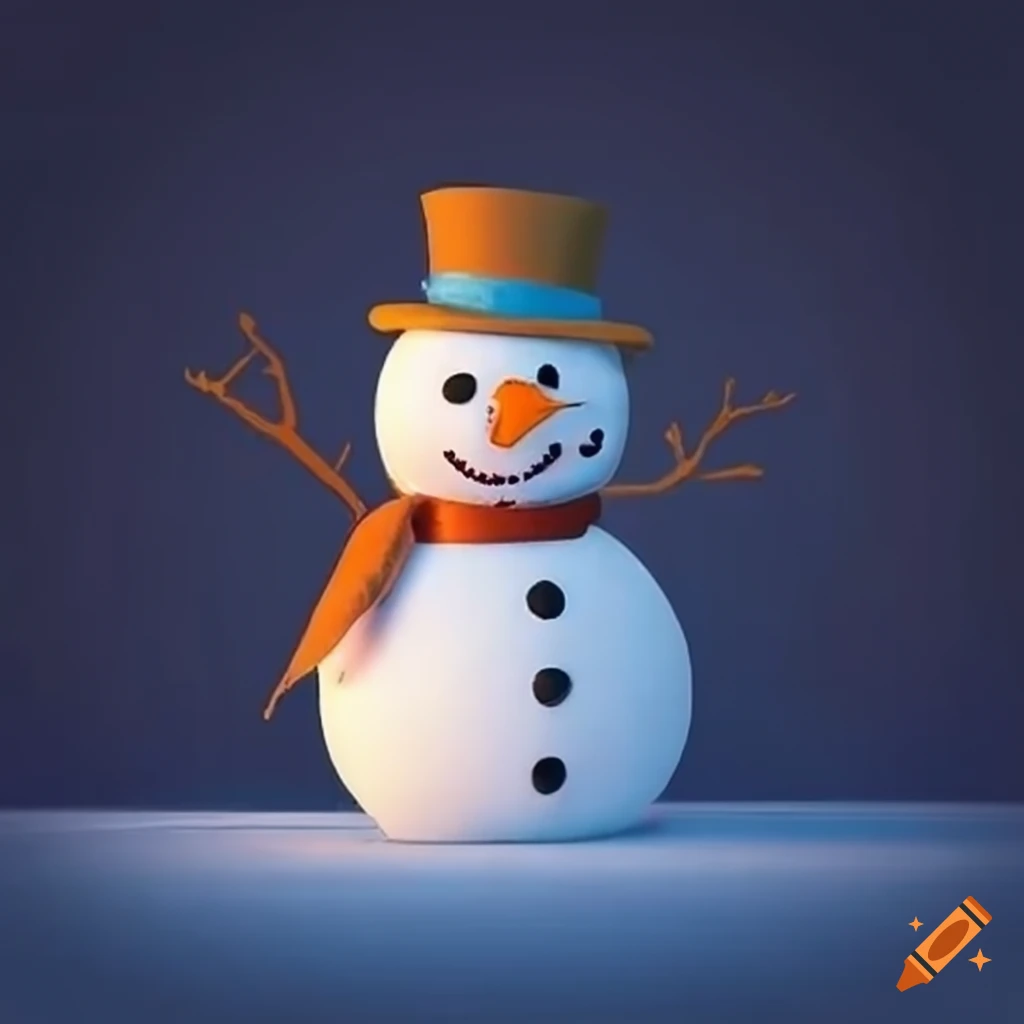 Snowman sculpture in the snow on Craiyon