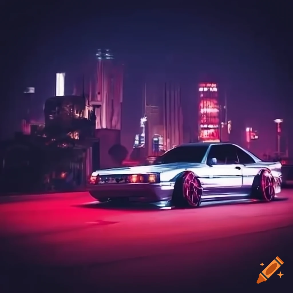 Nissan skyline driving at night